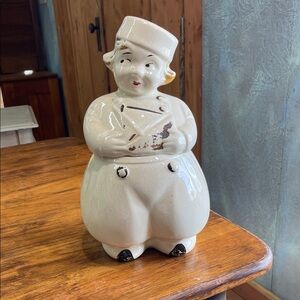 Vintage sailor Cookie Jar - White Ceramic